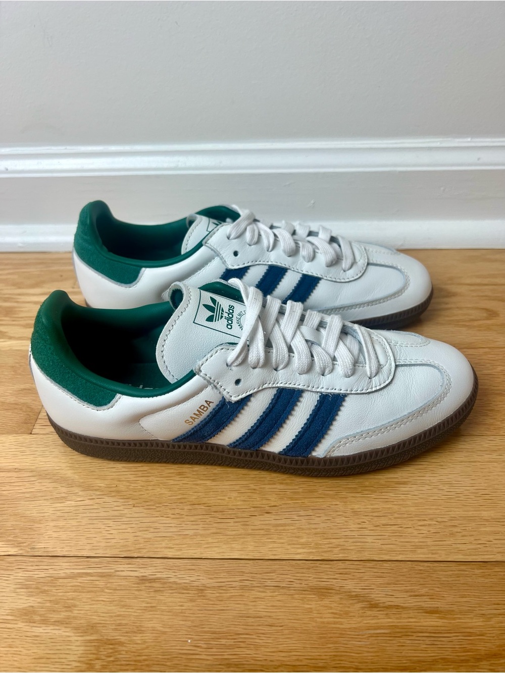 Adidas Samba OG White Navy Collegiate Green IH4882 in Women’s 6.5 NWOT